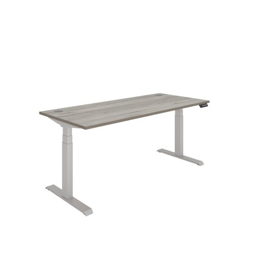 Office Rectangular Dual Motor Sit Stand Desk  1800X800 Grey Oak/Silver