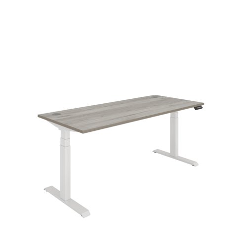 Office Rectangular Dual Motor Sit Stand Desk  1800X800 Grey Oak/White