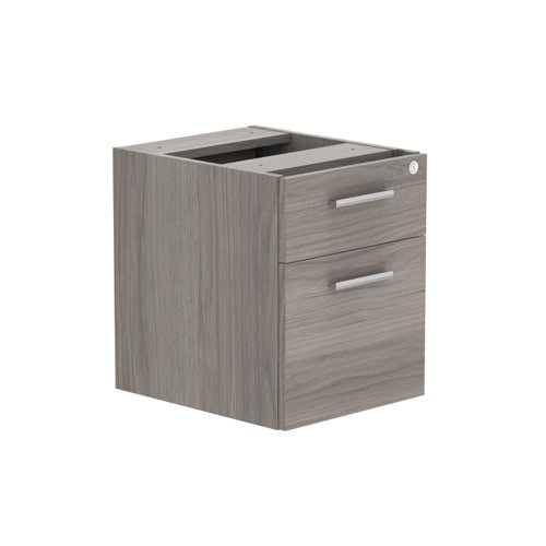 Fixed Under Desk Office Storage Unit (FSC) 2 Drawers 600 Deep Alaskan Grey Oak