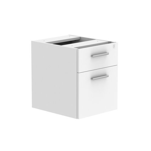 Fixed Under Desk Office Storage Unit (FSC) 2 Drawers 600 Deep Arctic White