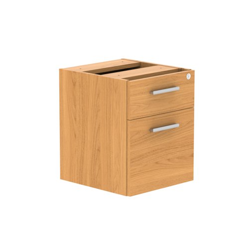 Fixed Under Desk Office Storage Unit (FSC) 2 Drawers 800 Deep Norwegian Beech