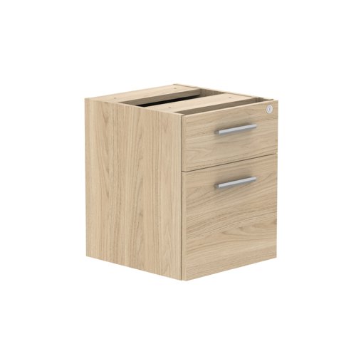 Fixed Under Desk Office Storage Unit (FSC) 2 Drawers 800 Deep Canadian Oak