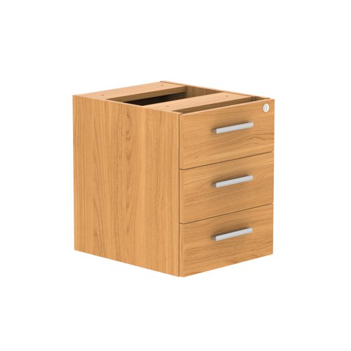 Fixed Under Desk Office Storage Unit (FSC) 3 Drawers 600 Deep Norwegian Beech