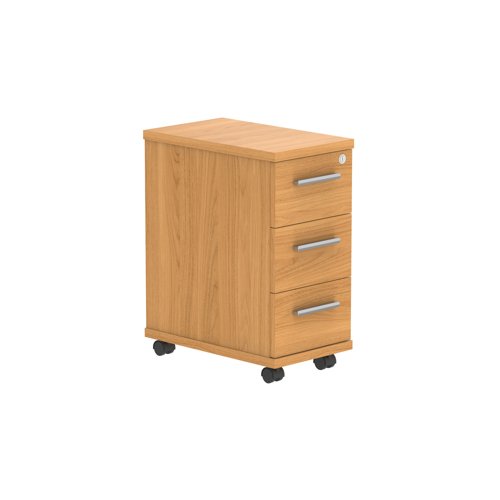 Narrow Under Desk Mobile Storage Unit (FSC) 3 Drawer Norwegian Beech