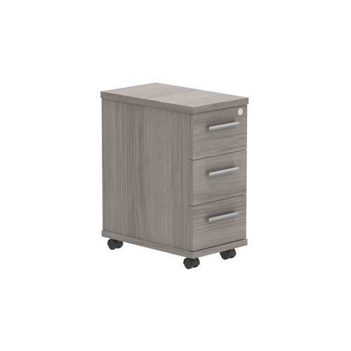 Narrow Under Desk Mobile Storage Unit (FSC) 3 Drawer Alaskan Grey Oak