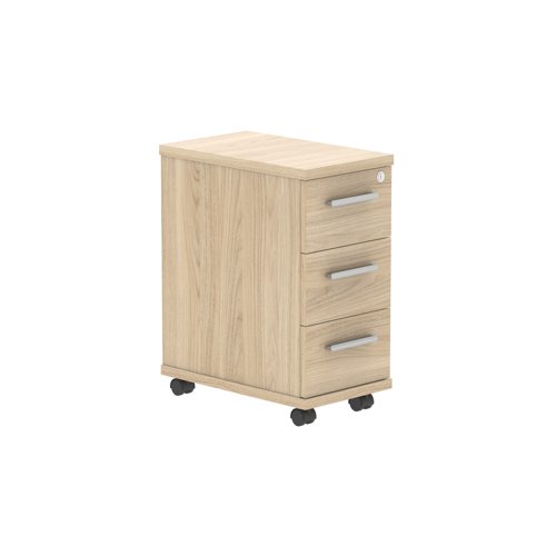Narrow Under Desk Mobile Storage Unit (FSC) 3 Drawer Canadian Oak