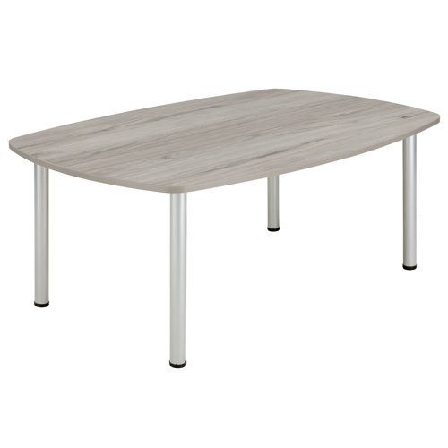 Core Pole Leg Barrel Shaped Meeting Table (Fsc) 1800X1000  Alaskan Grey Oak