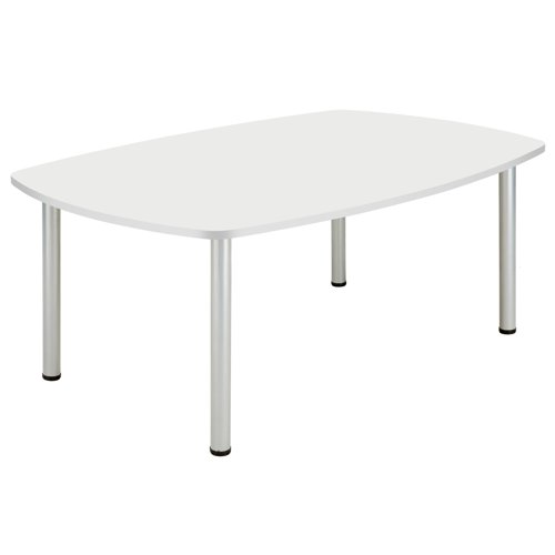 Core Pole Leg Barrel Shaped Meeting Table (Fsc) 1800X1000  Arctic White