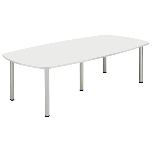 Core Pole Leg Barrel Shaped Meeting Table (Fsc) 2400X1000  Arctic White