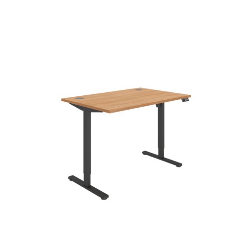 Office Rectangular Single Motor Sit Stand Desk  1200X800 Beech/Black