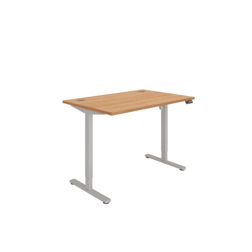 Office Rectangular Single Motor Sit Stand Desk   1200X800 Beech/Silver