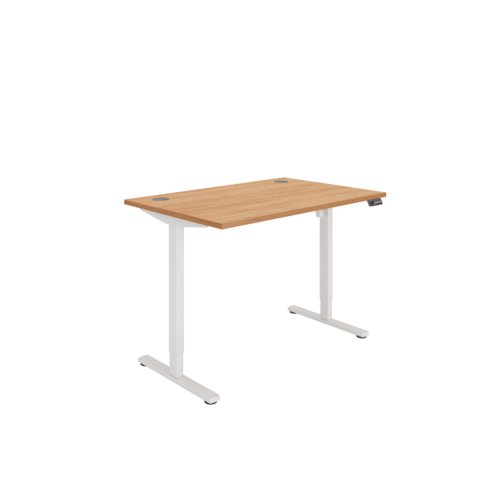 Office Rectangular Single Motor Sit Stand Desk  1200X800 Beech/White