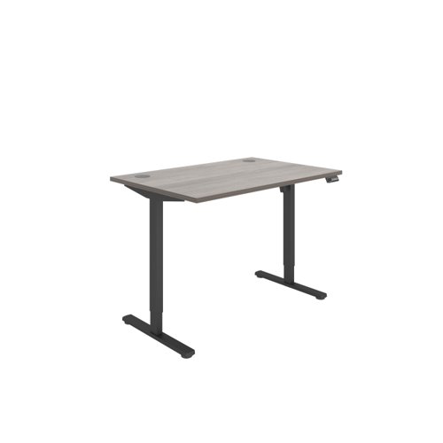 Office Rectangular Single Motor Sit Stand Desk  1200X800 Grey Oak/Black