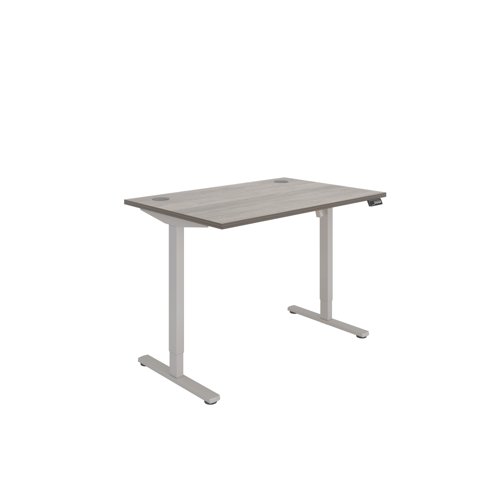 Office Rectangular Single Motor Sit Stand Desk   1200X800 Grey Oak/Silver