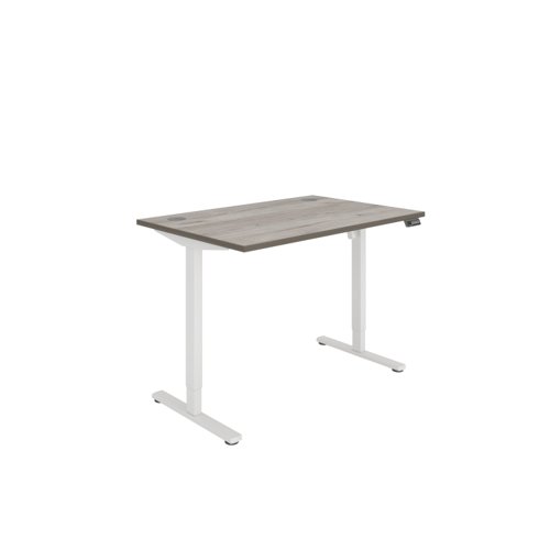 Office Rectangular Single Motor Sit Stand Desk  1200X800 Grey Oak/White