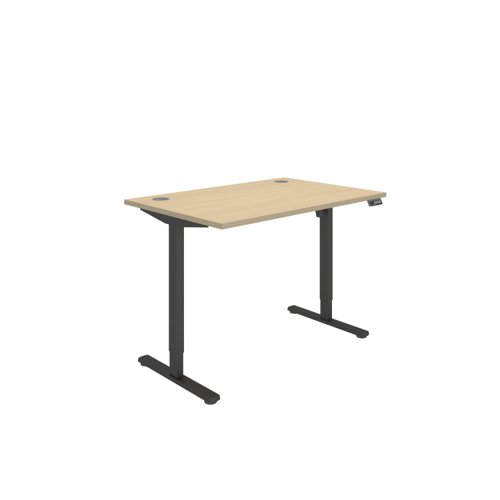 Office Rectangular Single Motor Sit Stand Desk  1200X800 Oak/Black