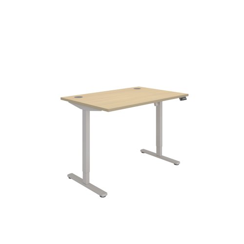 Office Rectangular Single Motor Sit Stand Desk   1200X800 Oak/Silver