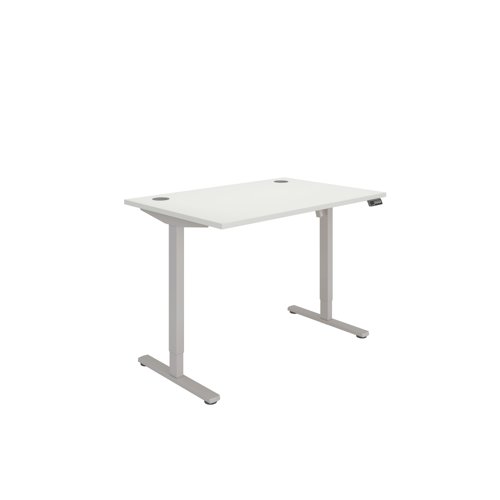Office Rectangular Single Motor Sit Stand Desk   1200X800 White/Silver