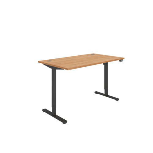 Office Rectangular Single Motor Sit Stand Desk  1400X800 Beech/Black
