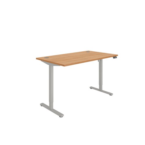 Office Rectangular Single Motor Sit Stand Desk   1400X800 Beech/Silver