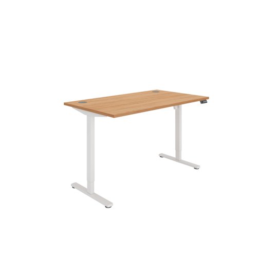 Office Rectangular Single Motor Sit Stand Desk  1400X800 Beech/White