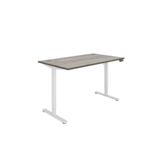 Office Rectangular Single Motor Sit Stand Desk  1400X800 Grey Oak/White