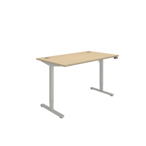 Office Rectangular Single Motor Sit Stand Desk   1400X800 Oak/Silver