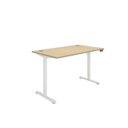 Office Rectangular Single Motor Sit Stand Desk  1400X800 Oak/White