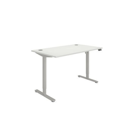 Office Rectangular Single Motor Sit Stand Desk   1400X800 White/Silver