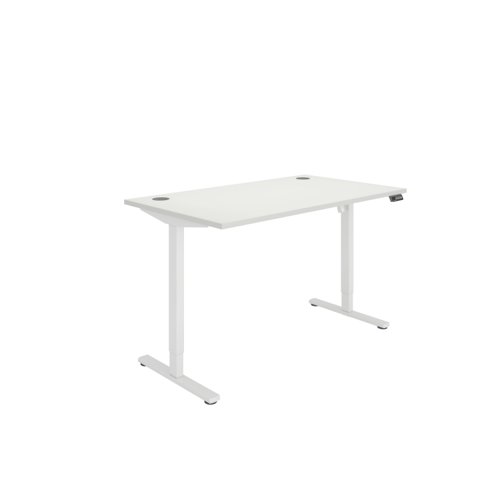 Office Rectangular Single Motor Sit Stand Desk  1400X800 White/White