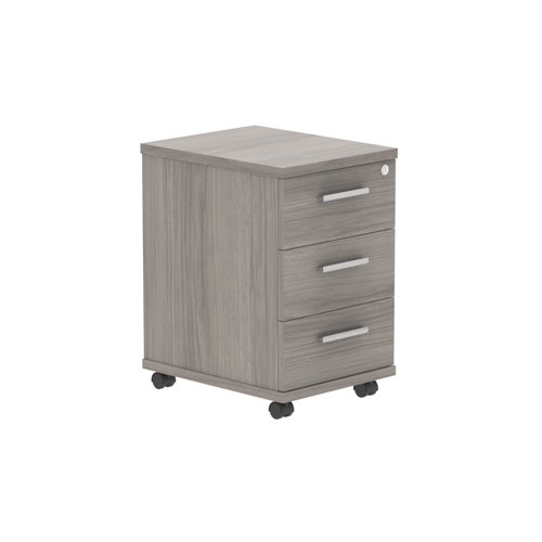 Tall Under Desk Mobile Storage Unit (FSC) 3 Drawer Alaskan Grey Oak