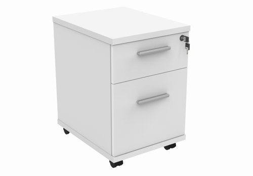 Mobile Under Desk Office Storage Unit 2 Drawers Arctic White