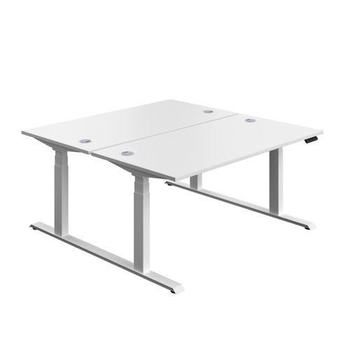 Economy Back To Back Sit Stand Desk (FSC) 1600 X 800 White/White