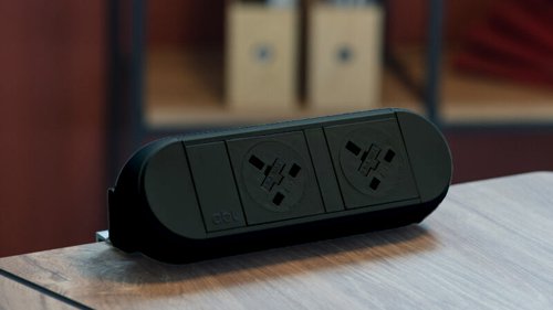 Desktop Power Module with 2 UK Power Sockets Black