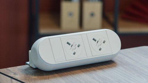 Desktop Power Module with 2 UK Power Sockets White