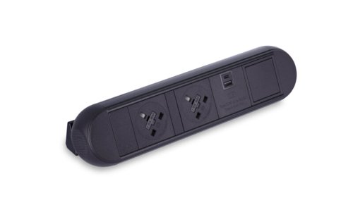 Desktop Power Module with 2 UK Power Sockets: USB-C: USB-A Black