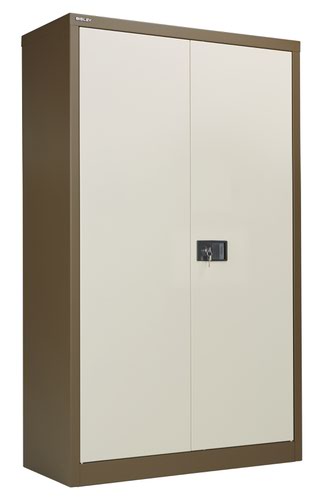 Bisley Steel Double Door Contract Cupboard Inc 3 Shelves - Coffee Cream