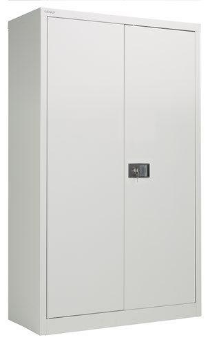 Bisley Steel Double Door Contract Cupboard Inc 3 Shelves - Goose Grey