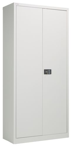 Bisley Steel Double Door Contract Cupboard Inc 4 Shelves - Goose Grey