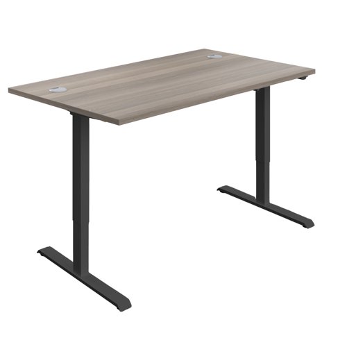 Economy Single Motor Sit Stand Desk (FSC) 1200 X 800 Grey Oak/Black