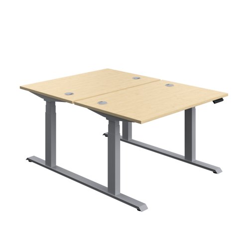 Economy Back To Back Sit Stand Desk (FSC) 1200 X 800 Maple/Silver