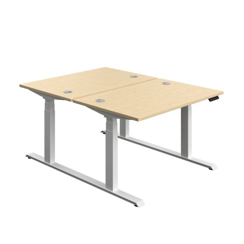 Economy Back To Back Sit Stand Desk (FSC) 1200 X 800 Maple/White