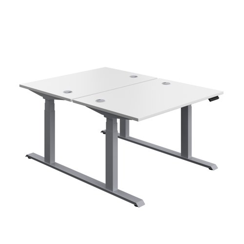 Economy Back To Back Sit Stand Desk 1200 X 800 White/Silver TC Group