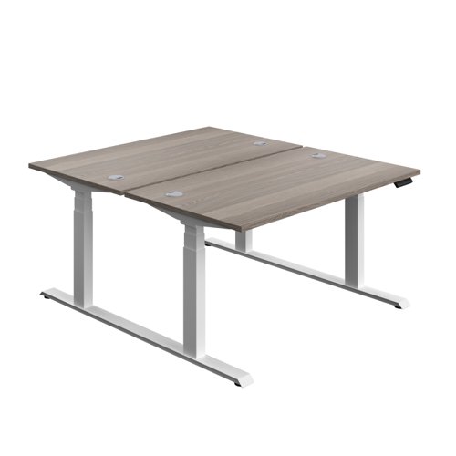 ECBB1480CPGOWH Economy Back To Back Sit Stand Desk 1400 X 800 Grey Oak/White