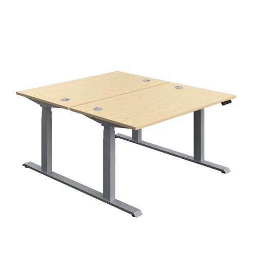 Economy Back To Back Sit Stand Desk (FSC) 1400 X 800 Maple/Silver