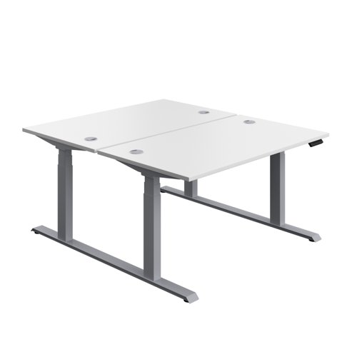 Economy Back To Back Sit Stand Desk 1400 X 800 White/Silver