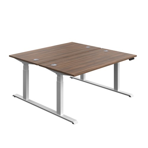 Economy Back To Back Sit Stand Desk (FSC) 1600 X 800 Dark Walnut/White