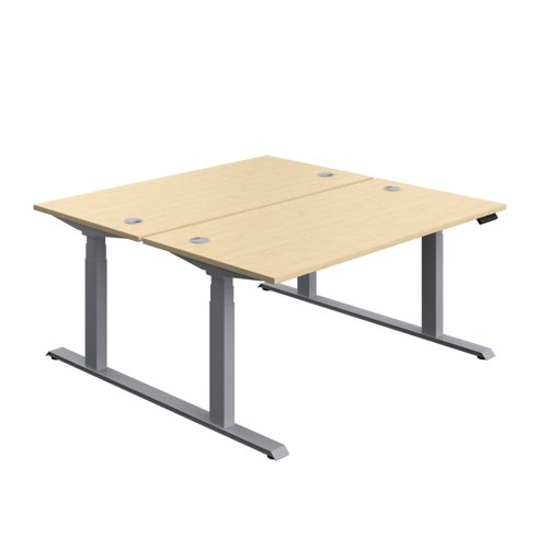 Economy Back To Back Sit Stand Desk (FSC) 1600 X 800 Maple/Silver