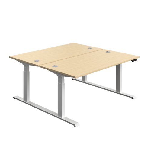 Economy Back To Back Sit Stand Desk (FSC) 1600 X 800 Maple/White