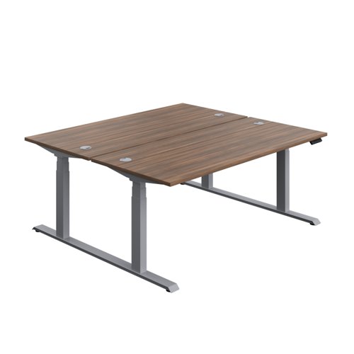 Economy Back To Back Sit Stand Desk (FSC) 1800 X 800 Dark Walnut/Silver